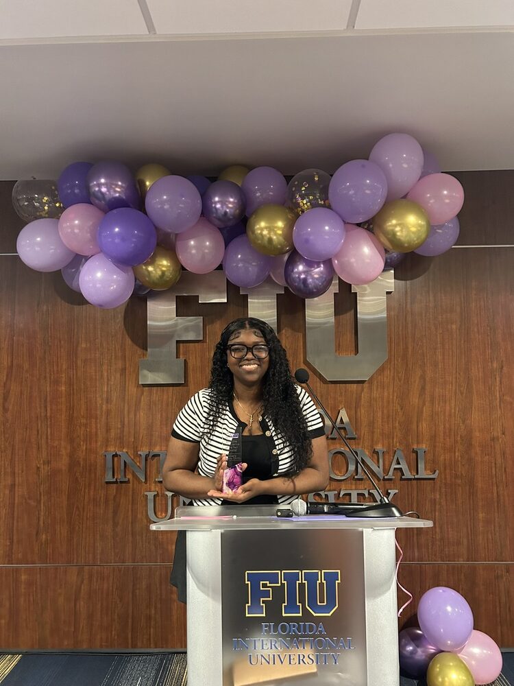 Fabienne Olibrice at an FIU awards ceremony