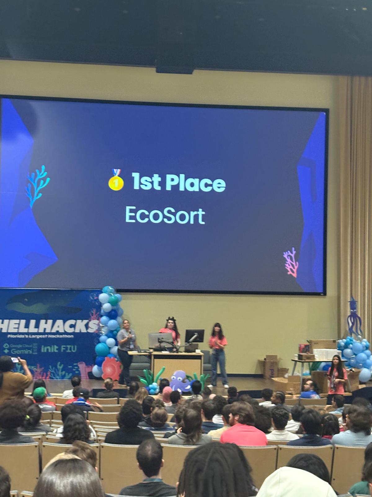 Accepting the Base44 Sustainability Challenge award at FIU
